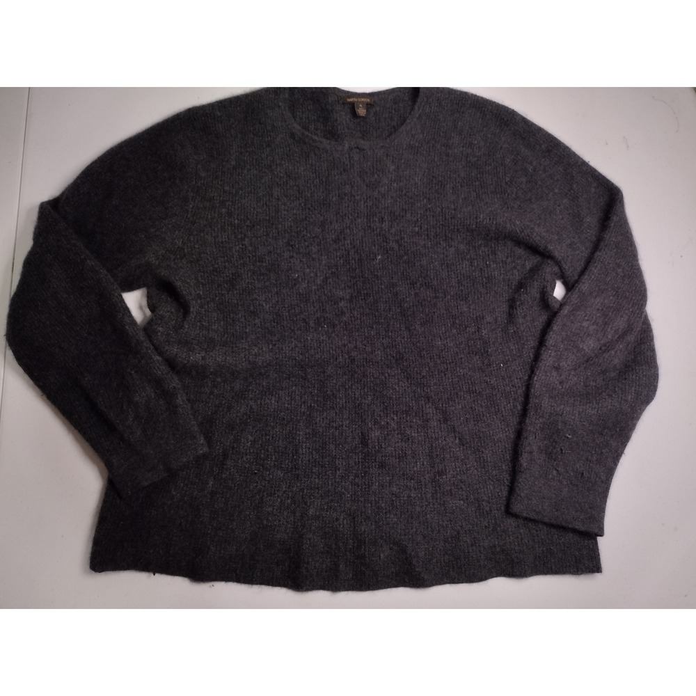 Martin Gordon Mens XL 100% Cashmere Sweater Charcoal‎ Gray Ribbed Crewneck Knit